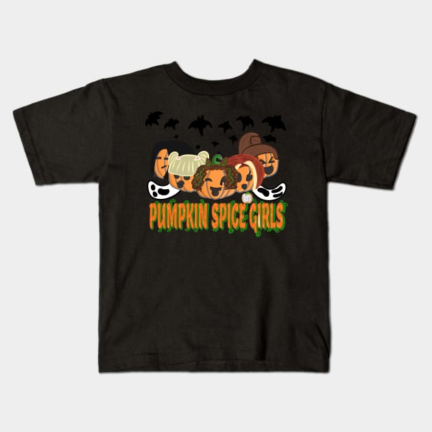 Pumpkin Spice Girls Kids T-Shirt by Materiaboitv